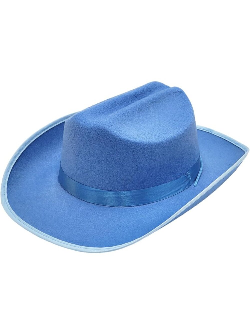 Kids Light Blue Fabric Felt Costume Strap Western Cowboy Hat 22 Circumference